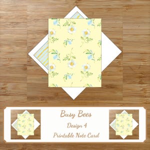 Printable Note Card and Envelope Liner in 3 sizes Thank You Card Birthday Card Invitation Digital Download Busy Bees Design 4