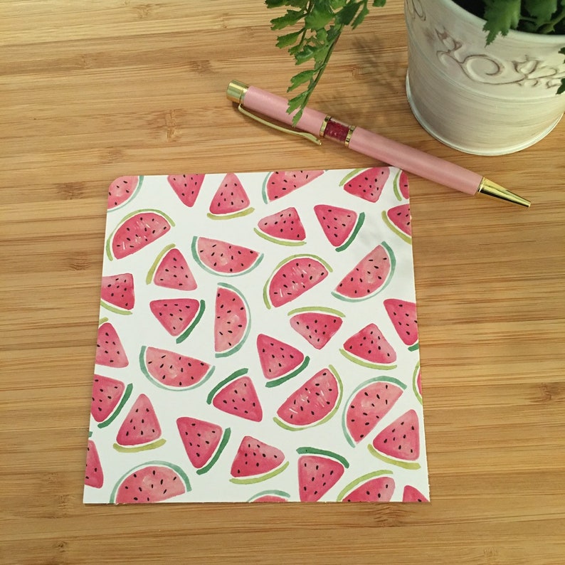 Set of 10 Watercolor Watermelon Lined Envelopes
