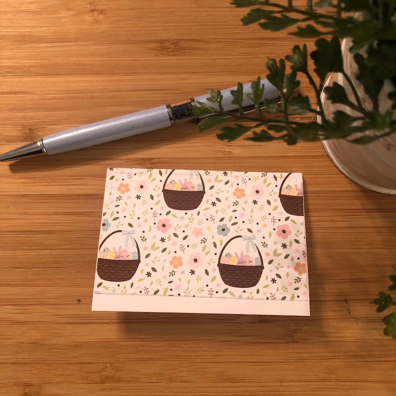 Handmade Easter Basket Mini Rectangle Gift Card Sized Note Cards with Envelopes