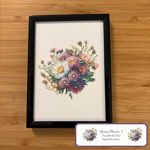 Aster bloemen afdrukbare kunstprint Home decor lijst kunst ingelijste kunst tuin kunst print digitale download september geboortemaand bloem