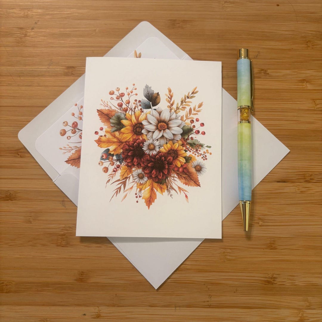Autumn Note and Greeting Cards With Lined Envelopes Birthday Card Thank ...