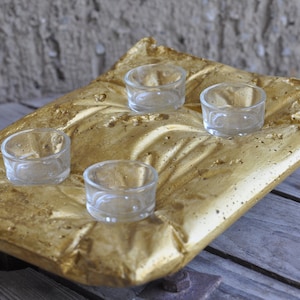 Tealight holder 4er in cushion optics made of concrete