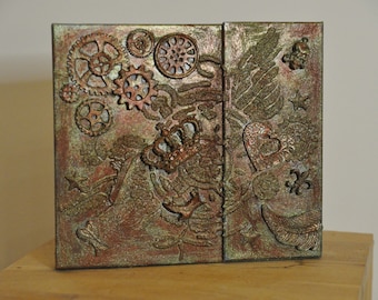 Esclusivo quaderno adesivo steampunk con chiusura magnetica e stile vintage