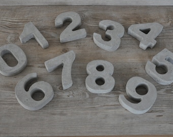 Decorative concrete numbers from 0-9