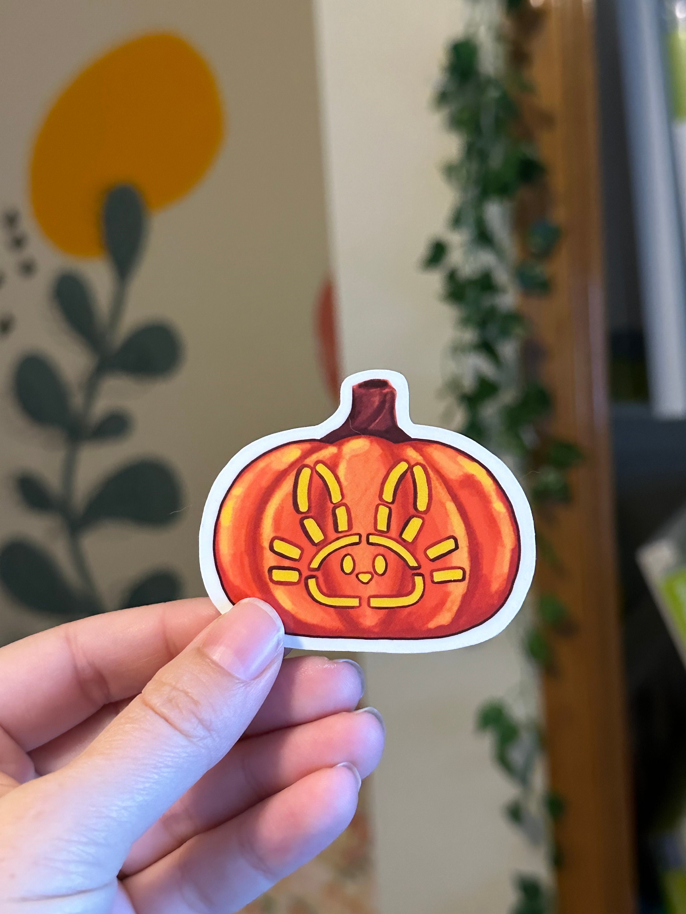 Pumpkin Rabbit Custom Bunny Rabbit Carved Pumpkin Sticker: Halloween Sticker, Holiday Sticker ...