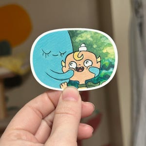Original Flapjack and Bubbie, Misadventures of Flapjack Art Sticker: Approx. 2x2.5 inch, Handmade