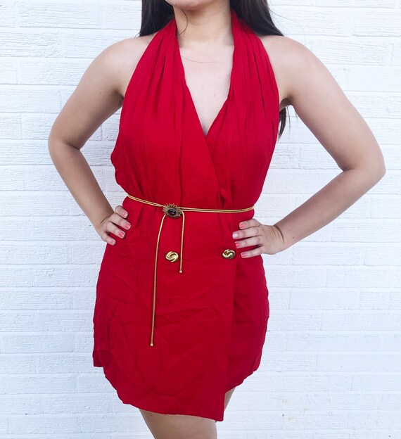 Vintage 80s Halter Vest Dress