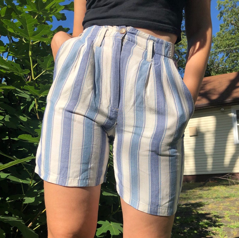 Vintage 80s High Waisted Striped Shorts