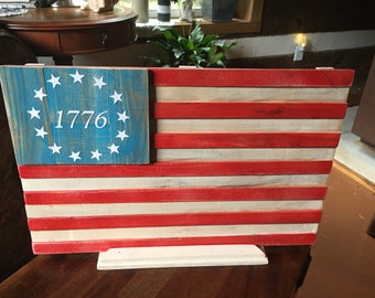 Wooden Fourth of July Flag, Hand Painted