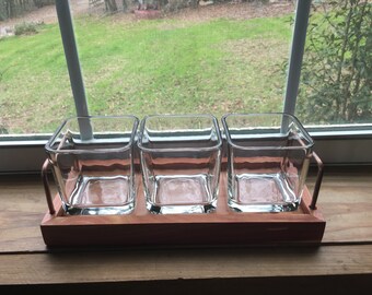 Three Vase Cedar Tray: Succulent Tray, Condiment Holder, Candy Dish, Flower Vase, Candle Holder