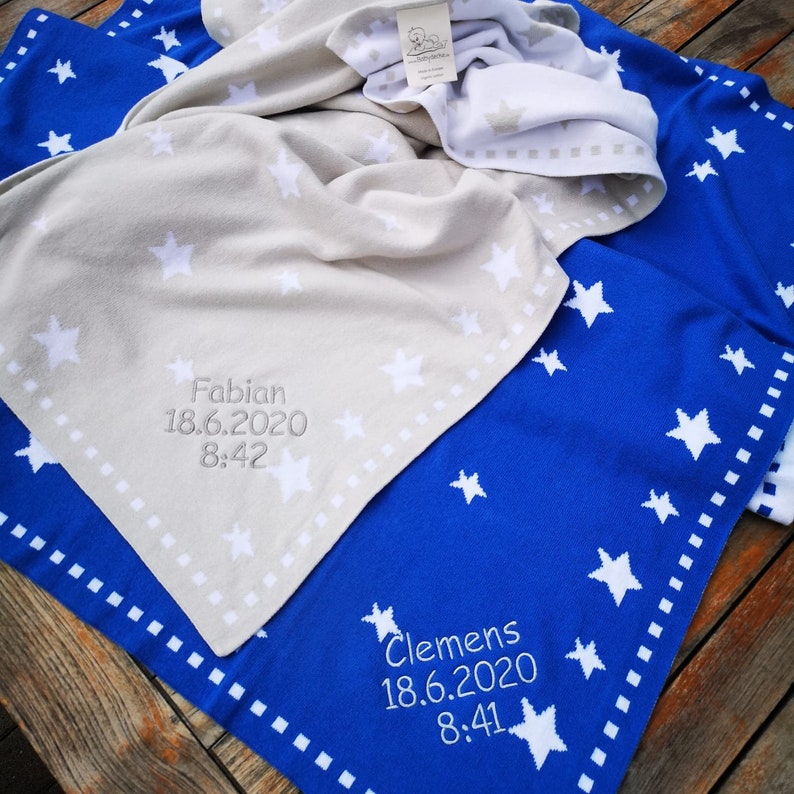 Baby blanket STARRY SKY with name 100% cotton organic image 5