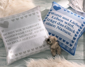 Cushion cover KUSCHELMICH with saying - 100% cotton (organic)