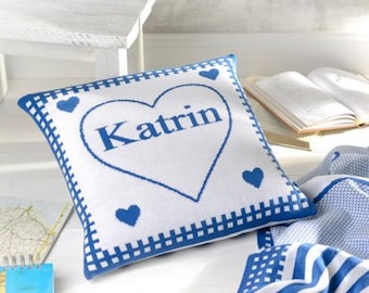 Pillow cover HERZENSLIEB with name - 100% cotton (organic)