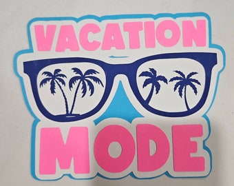 Scrapbook die cut title Vacation Mode premade paper piecing for cards, planner