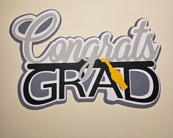 Scrapbook die cut title Congrats Grad premade paper piecing for cards, planner, school