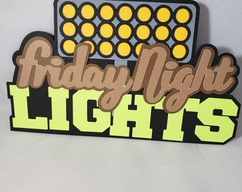 Scrapbook die cut title Friday Night Lights premade paper piecing for cards, planner, Sports