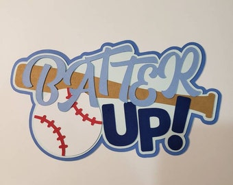 Scrapbook die cut title Batterup premade paper piecing for cards, planner, Sports