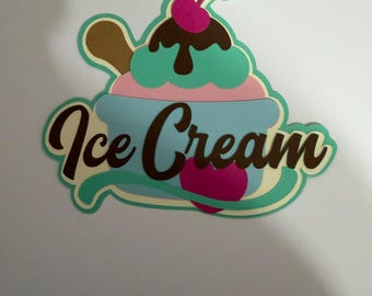 Scrapbook die cut scrapbook title Ice cream diecut paper piecing for scrapbook cards planners