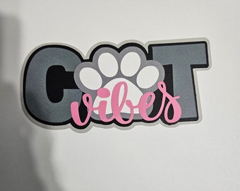 Scrapbook die cut title cat vibes premade paper piecing for cards, planner