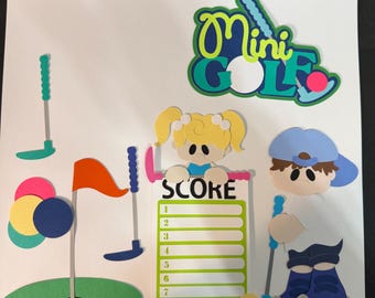 Scrapbook set Mini golf premade paper piecing, die cuts for cards, planner, scrapbooking