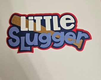 Scrapbook die cut title Little Slugger premade paper piecing for cards, planner, Sports
