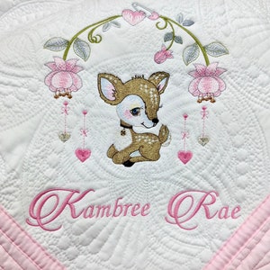 Personalized baby quilt blanket, embroidered quilt, heirloom quilted blanket, personalized embroidery blanket,  baby blanket