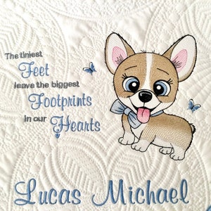 Personalized baby quilt blanket, embroidered quilt, heirloom quilted blanket, personalized embroidery blanket,  baby blanket