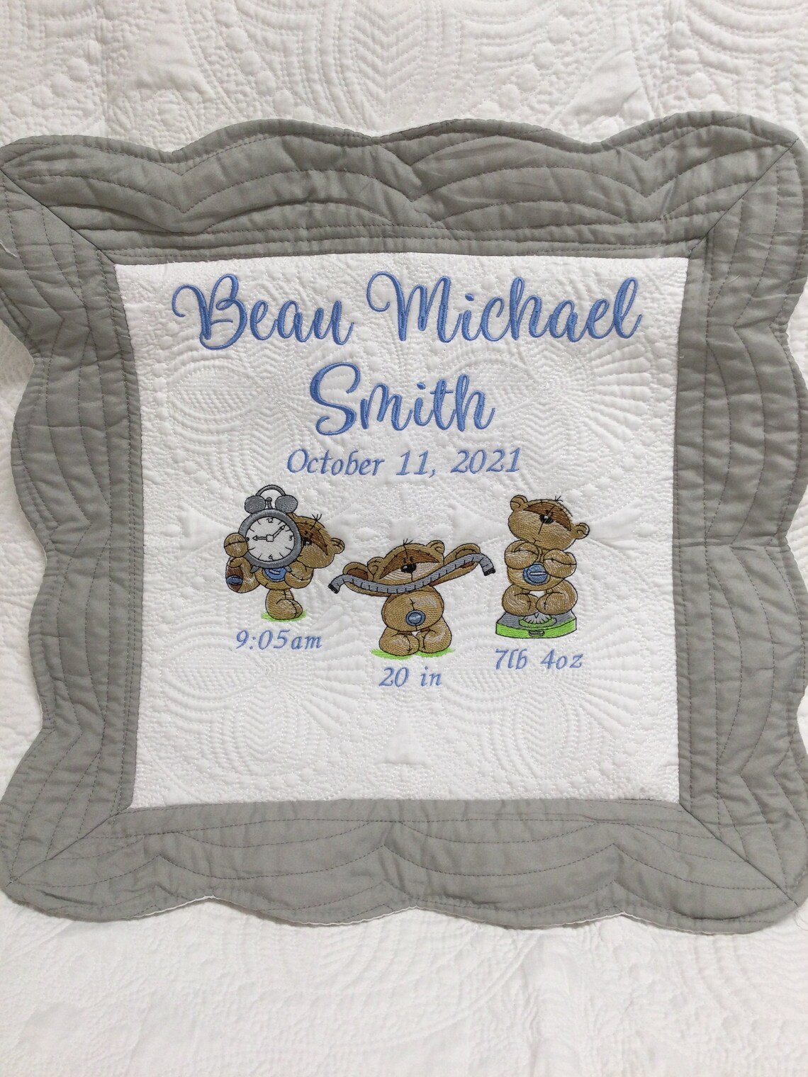 Personalized Baby Quilt Pillow Baby Birthday Announcement Etsy