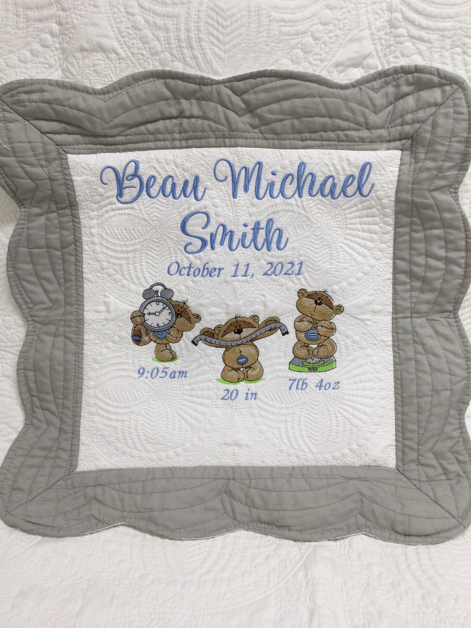 Personalized Baby Quilt Pillow Baby Birthday Announcement Etsy