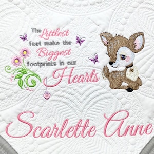 Personalized baby quilt blanket, embroidered quilt, heirloom quilted blanket, personalized embroidery blanket,  baby blanket