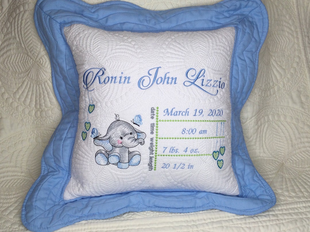 Personalized Baby Quilt Pillow, Birthday Stats, Birthday Announcement