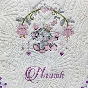 Personalized baby quilt blanket, embroidered quilt, heirloom quilted blanket, personalized embroidery blanket,  baby blanket