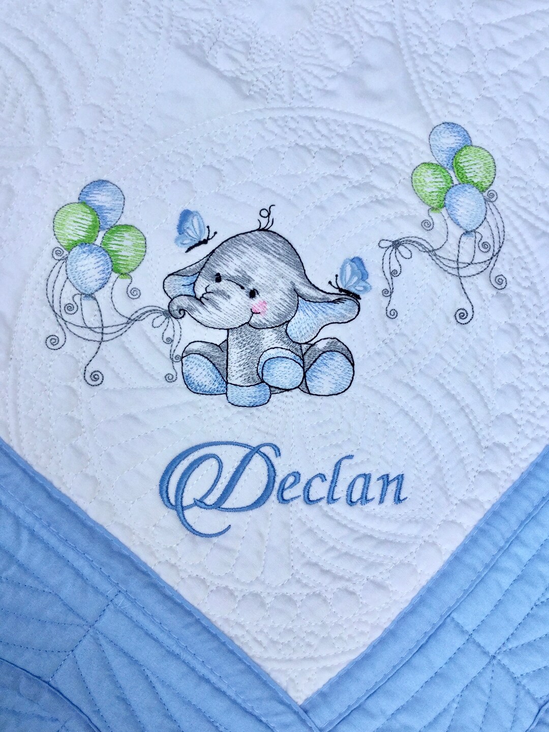 Personalized Baby Quilt Blanket, Embroidered Quilt, Heirloom Quilted
