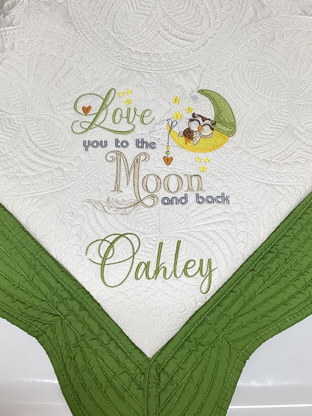 Personalized Baby Quilt Blanket, Embroidered Quilt, Heirloom Quilted