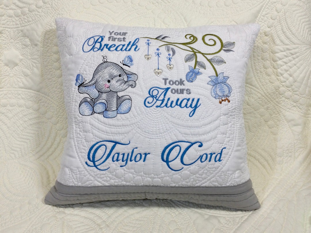 Personalized Baby Quilt Pillow, Embroidered Quilt Pillow, Heirloom