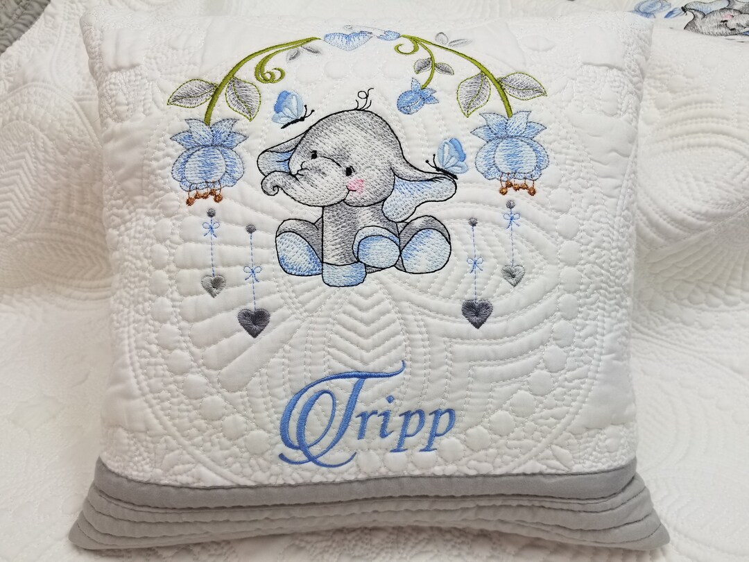 Personalized Baby Quilt Pillow, Embroidered Quilt Pillow, Heirloom