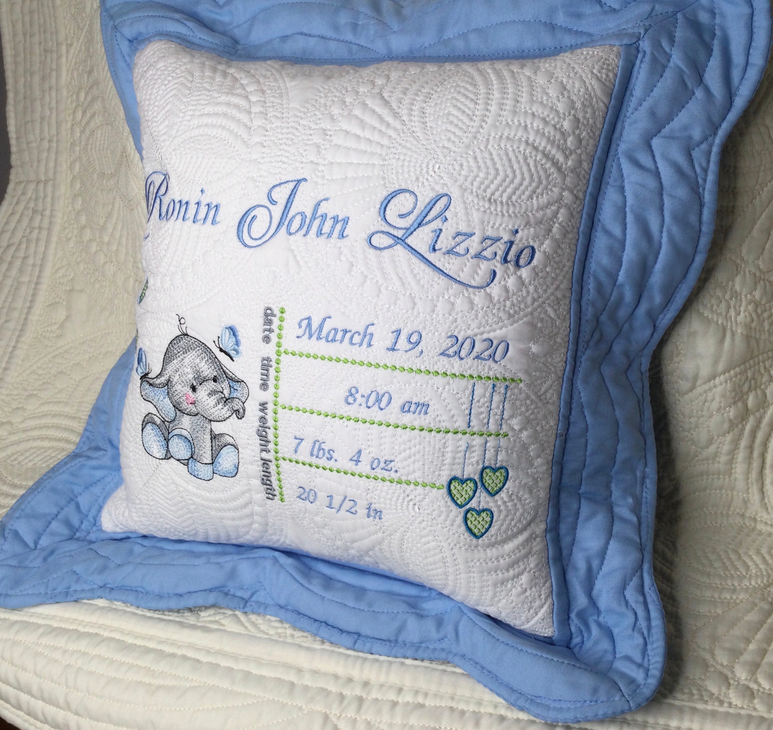 Personalized Baby Quilt Pillow Birthday Stats Birthday Etsy