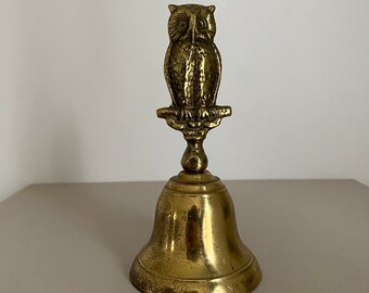 Brass bell, owl, bell, owl bell, 19th century, brass bird, owl brass bell, table bell