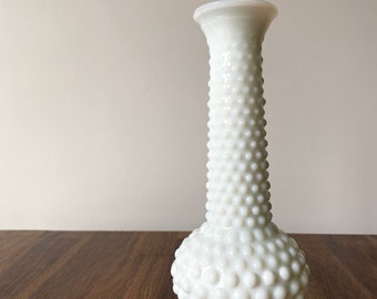 Vintage milk glass, hob nail milk glass, milk glass vase, 1940s, hob nail glassware, vase, EO Brody Co, USA vintage, vintage hob mail glass