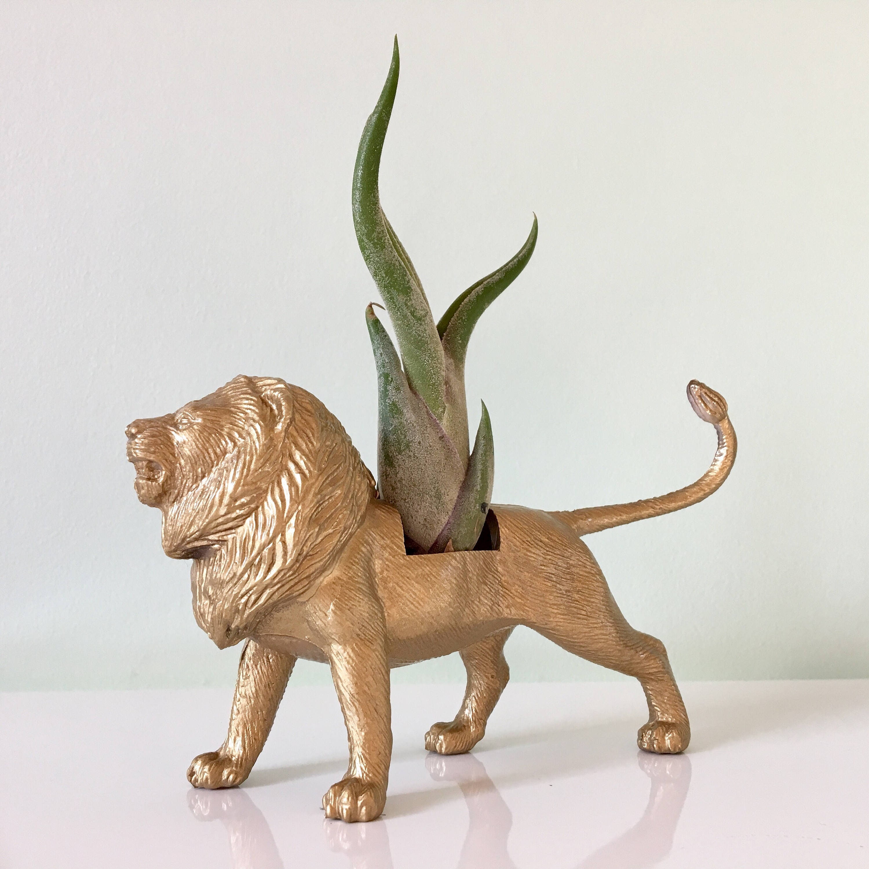 animal planter lion planter gold lion desk accessory Etsy
