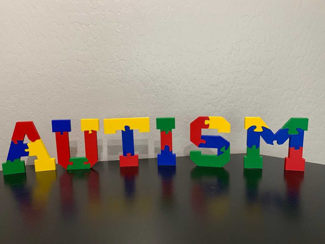 Autism Custom 3D Printed Word Fully Unique Color Pattern Etsy