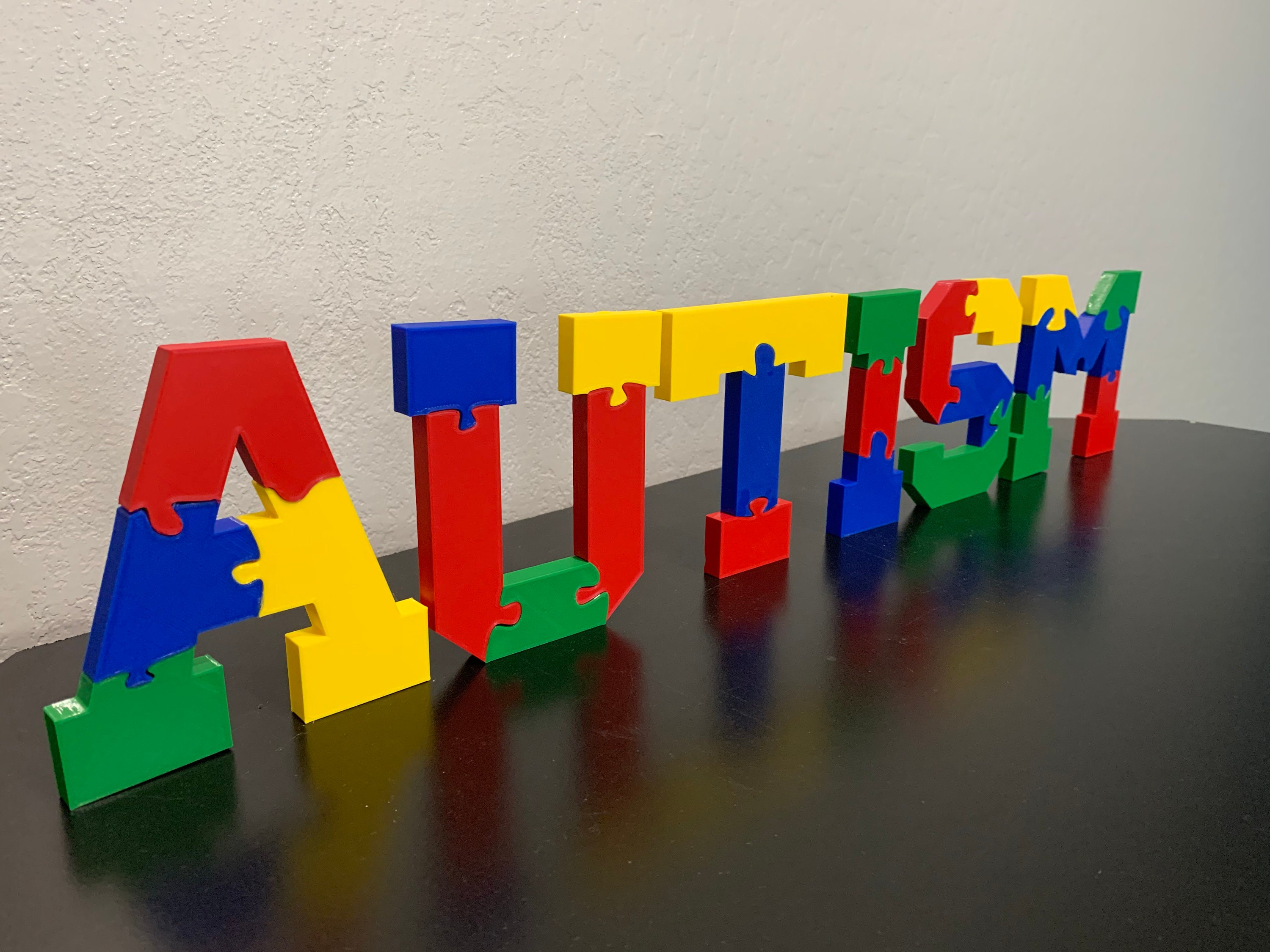 Autism Custom 3D Printed Word Fully Unique Color Pattern Etsy