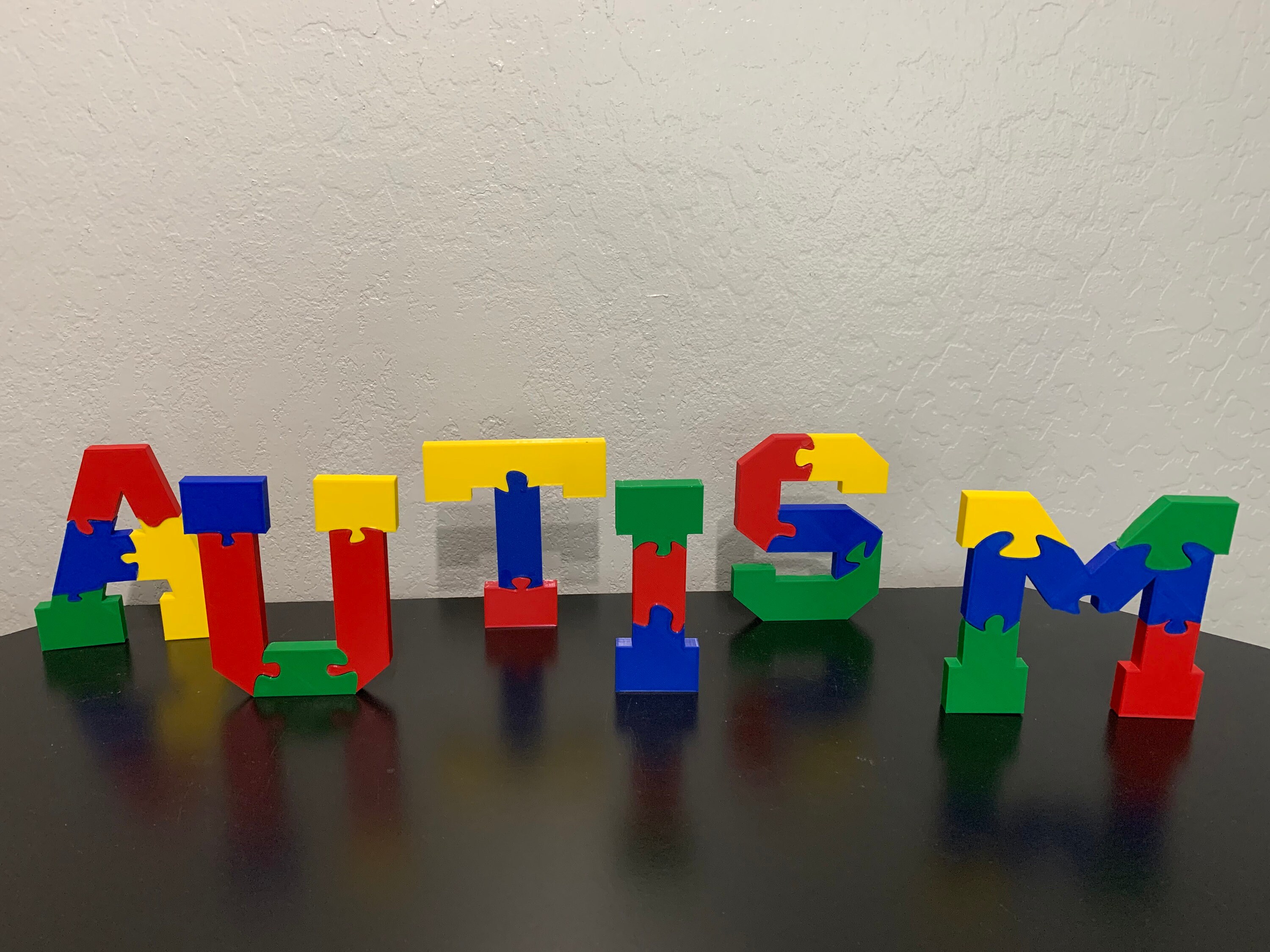 Autism Custom 3D Printed Word Fully Unique Color Pattern Etsy