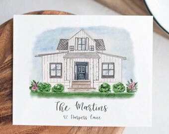 house portrait etsy