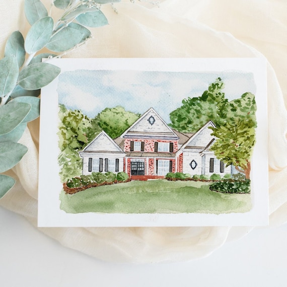 Custom Watercolor Home Portrait