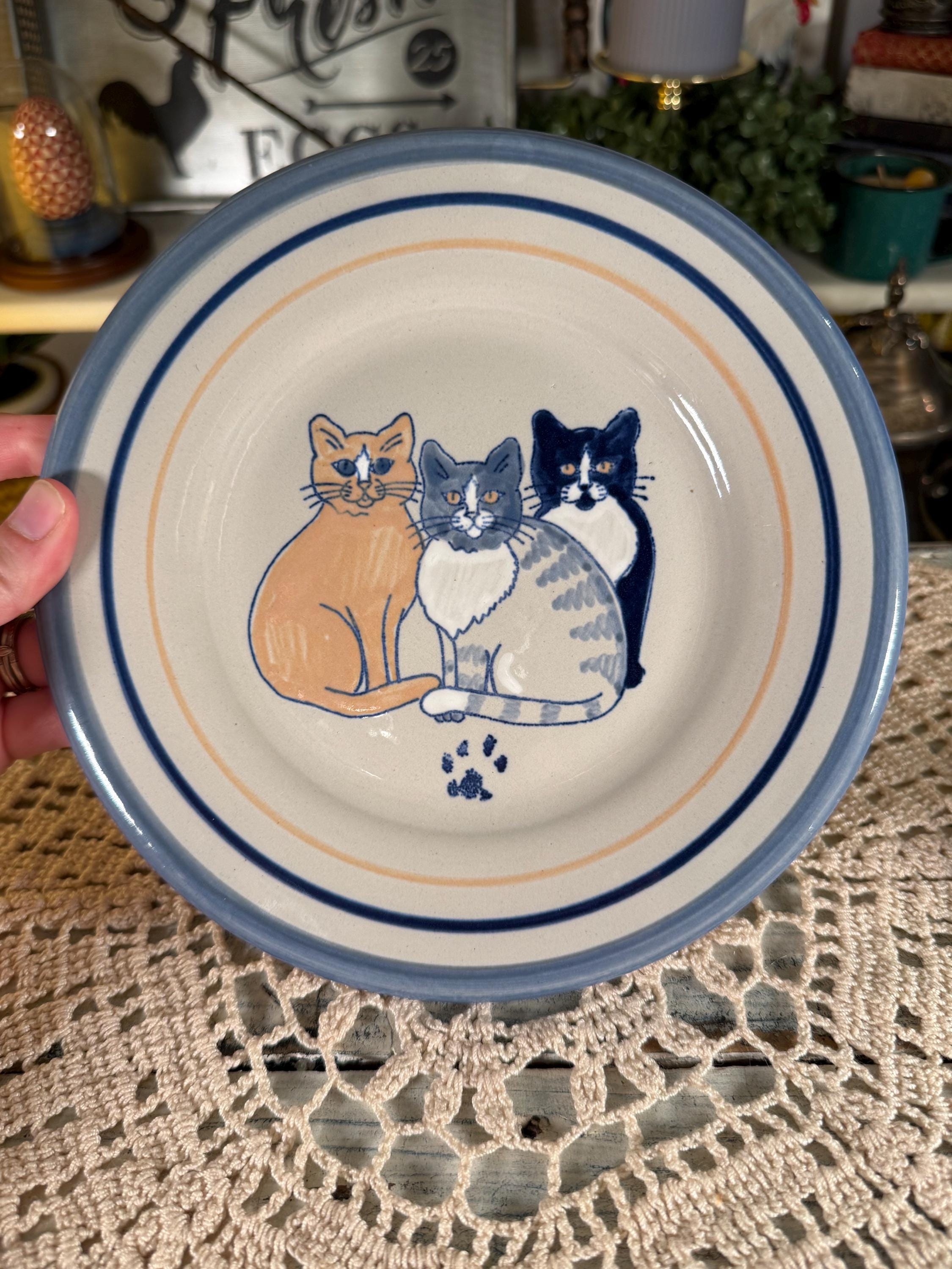 米国　ヴィンテージ　キャットフィーダー　猫の置物 　ルイビルストーンウエア　レア Louisville Stoneware Cat - Etsy