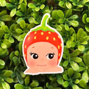 Sonny Angel Strawberry Sticker — Adorable Sonny Angel Hugger Sticker — Cute Sonny Angel Collectable Sticker — Strawberry Kewpie Sticker