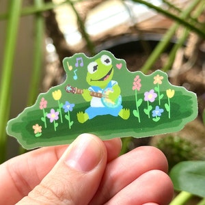 Baby Famous Frog Banjo Sticker — Rainbow frog Sticker — cute puppet frog sticker — Baby puppet Cute Sticker — Cute Frog Sticker Gift