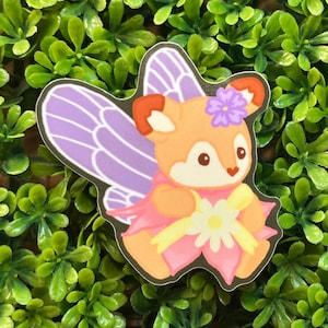 Stickers elfje hert baby beestje — Bos fawn dierenfee — schattige elfenbeestjes uit de jaren 90 — schattige sprookjesdieren uit het bos