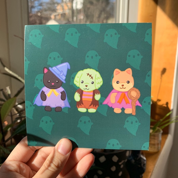 Calico Critter Halloween Print — Sylvanian Families Print — Goth Critter Print — Cute Halloween Print Gift — Halloween Wall Art